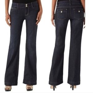 White House Black Market Womens Blanc Trouser Wide Leg Blue Denim Jeans Size 4R